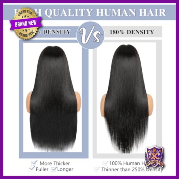 360 Lace Front Wig Human Hair 250% Density Straight 34 Inch Glueless main image 5